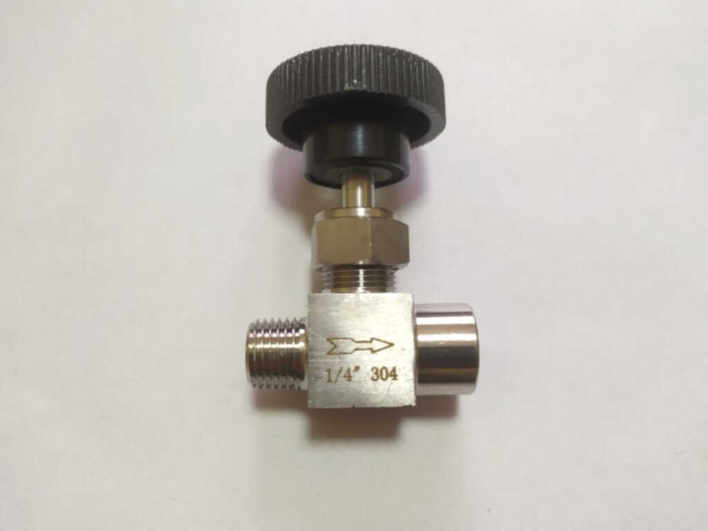 фото Кран игольчатый нержавеющий, резьба 1/4(папа/мама)