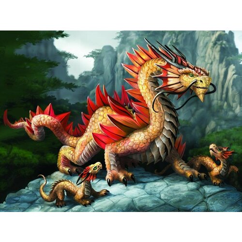 3d пазл djeco 3d дракон 05632 40 дет Пазл Super 3D Золотой горный дракон, 100 дет.