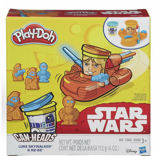 Набор Hasbro с пластилином Звёздные Войны: Люк Скайуокер и R2-D2 (Star Wars: Luke Skywalker & R2-D2), серии Баночкоголовые (Can-Heads), Play-Doh B2536