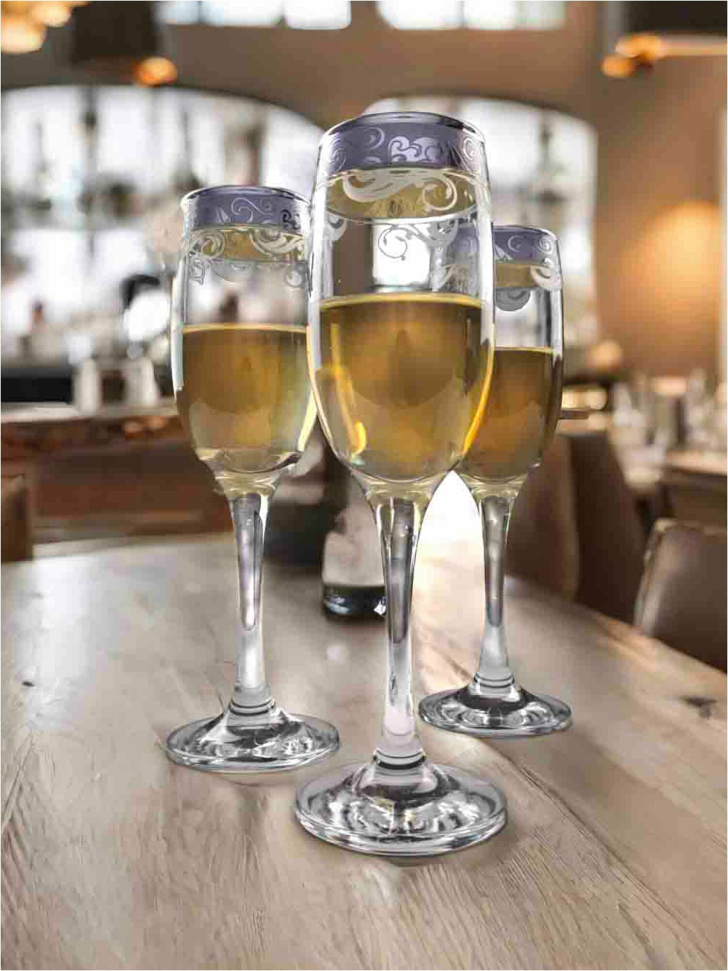 Подарочный набор бокалов / фужеров для шампанского с алмазной гравировкой PROMSIZ весна, 180 мл, 6 шт.