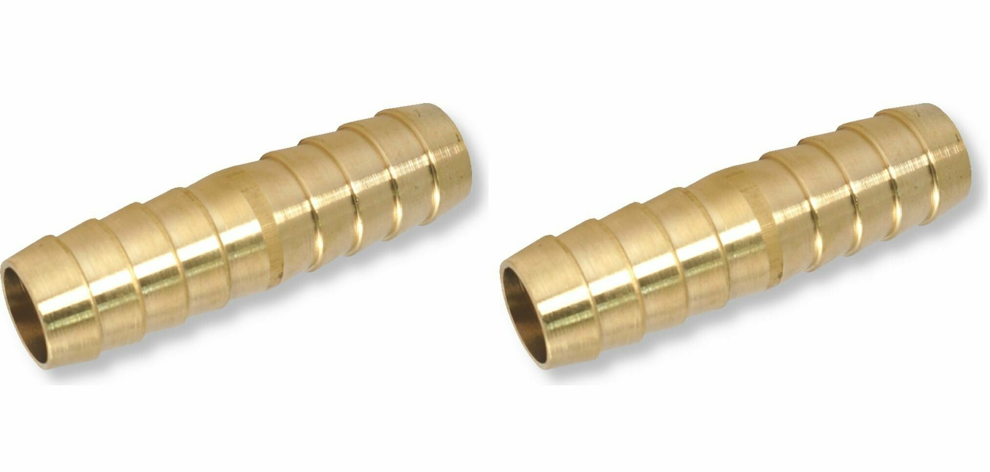 Комплект штуцеров латунных 20 мм, ёлочка с двух сторон, для соединения кусков шлангов, 2 шт.