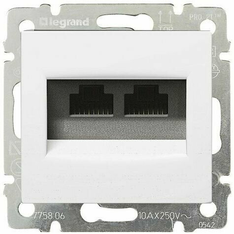 774231 Розетка RJ45 UTP информационная 2 выхода белая VALENA