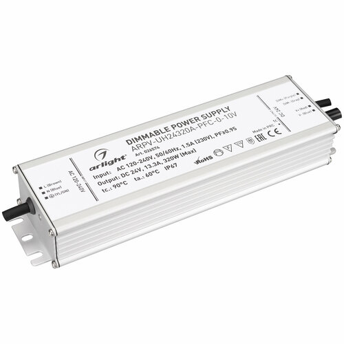 Блок питания ARPV-UH24320A-PFC-0-10V (24V, 13.3A, 320W) (Arlight, IP67 Металл, 7 лет) Артикул 026574