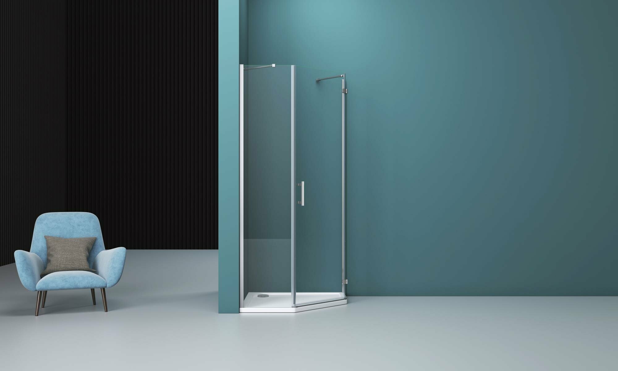 Душевой уголок BelBagno Kraft 90x90 KRAFT-P-1-90-C-Cr-R стекло прозрачное, профиль хром, без поддона