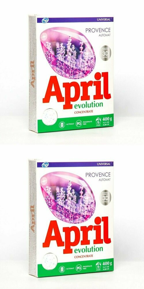 April Evolution Стиральный порошок универсальный Provence, Автомат, 400 г, 2 шт