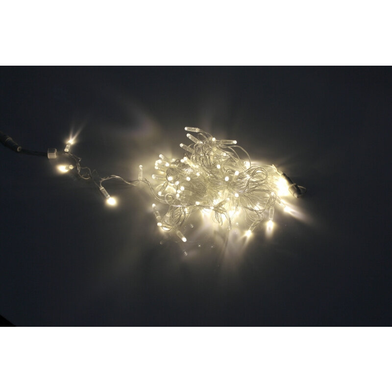 LED-PLS-100-10M-240V-WW/C-W/O, белая теп/прозр. провод, соединяемая (без силового шнура) С колпачком
