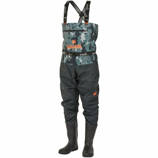 Полукомбинезон забродный Norfin PILOT CAMO BOOTFOOT р.40-S с сапогами резина (83400-40-S)