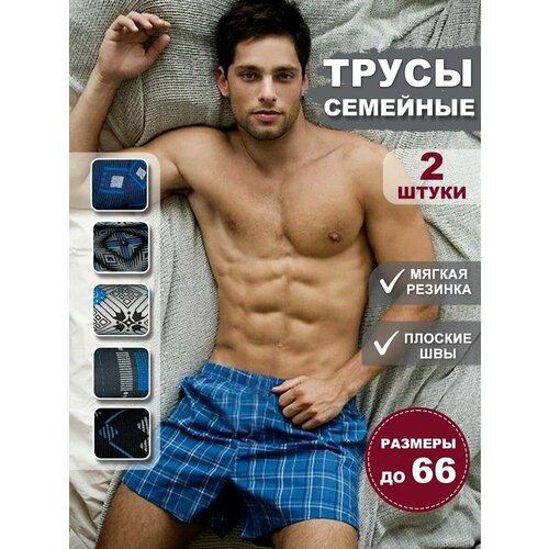 фото Трусы , размер 56, серый, синий нет бренда