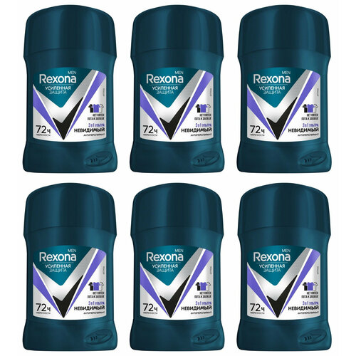 Rexona Антиперспирант-карандаш Men Ультраневидимый, 50 мл, 6 шт rexona антиперспирант карандаш men ультраневидимый 50 мл 6 шт