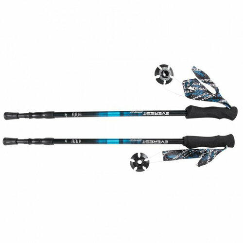 фото Палки треккинговые everest blue 105-135 см 3-х секционные, черно/синий