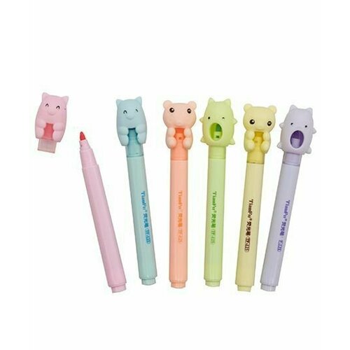 Набор маркеров выделителей INTELLIGENT Зверюшки 6 штук в упаковке клинжало 1-3мм мини 405₽