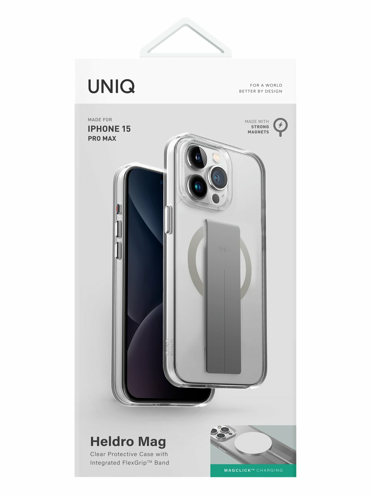 Чехол Uniq Heldro Mag MagSafe на Apple iPhone 15 Pro Max прозрачный — фото 1