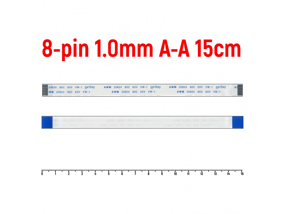 Шлейф тачпада для ноутбука Dell G3-3579 G3-3779 FFC 8-pin Шаг 1.0mm Длина 15cm Прямой A-A AWM 20624 80C 60V VW-1