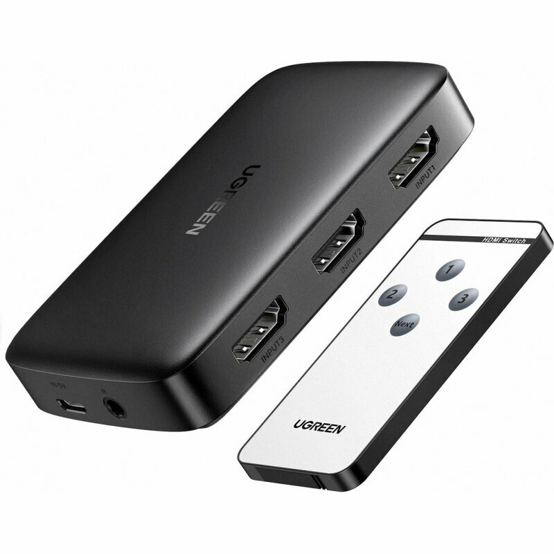 Сплиттер Ugreen CM332 HDMI Switcher 3 In 1 Out 4K@30HZ Grey 80125