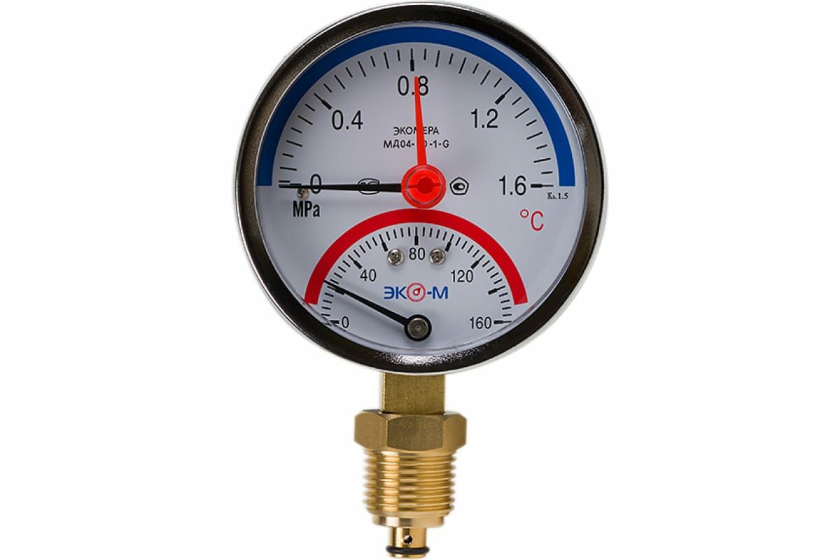 Термоманометр ЭКО-М Экомера с переходником на G1/2 МД04-80-G-16МПа-160-РИ