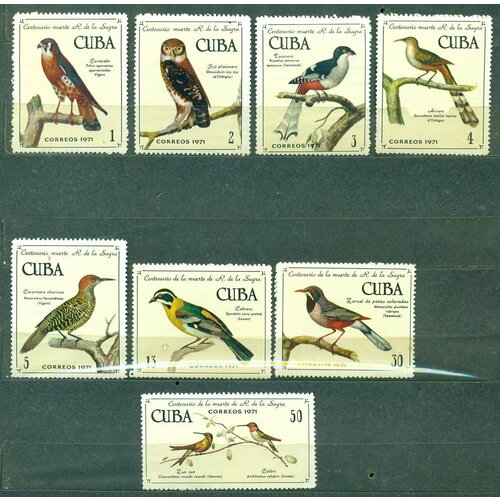 Почтовые марки Куба 1971г. 100-летие со дня смерти Рамона де ла Сагры, Натуралист, Кубинские Птицы Птицы MNH