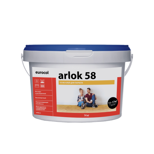 EUROCOL ARLOK 58 MS Клей для паркета полимерный 14кг мультипротект клей паркетный кпс однокомпонентный 15кг