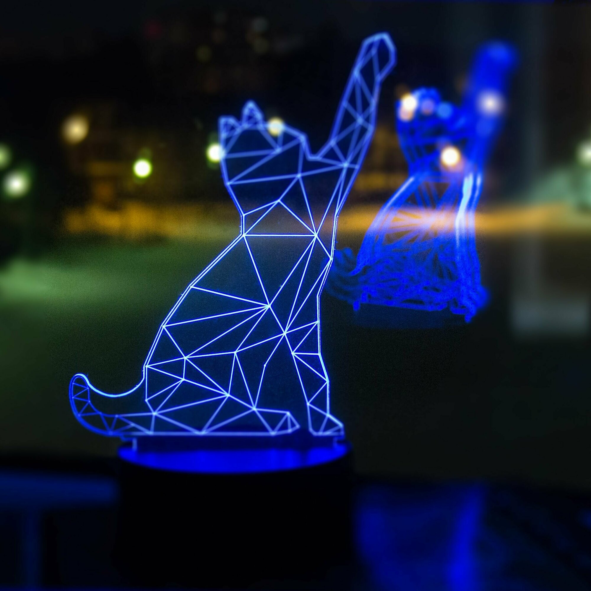 3D ночник детский светодиодный Кошка старт декоративный светильник RGB 7 режимов работы