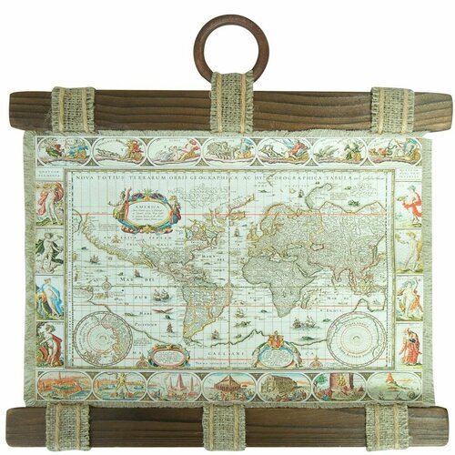 Панно свиток Древняя карта мира 210х300 4406124 1450₽