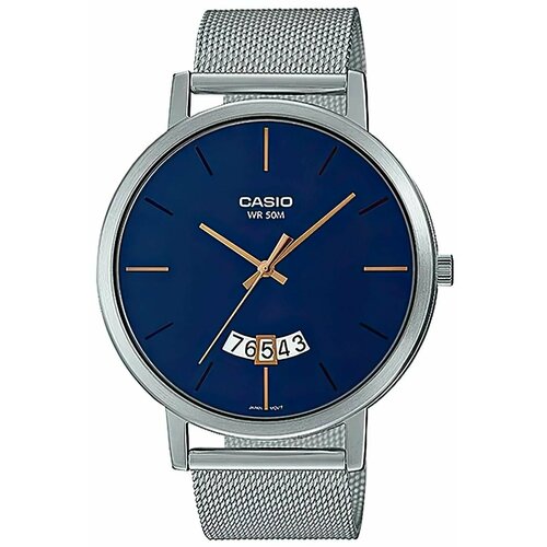 наручные часы casio collection mtp b100l 2e синий коричневый Наручные часы CASIO, синий, серебряный