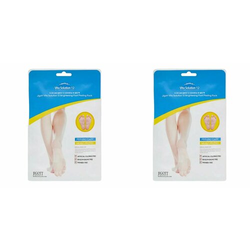 Маска-носки Jigott с эффектом пилинга для ног, Vita Solution 12 Brightening Foot Peeling Pack, 30 мл, 2 шт
