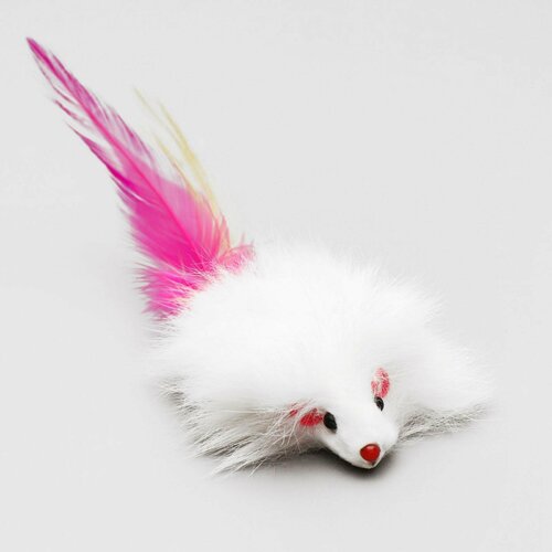 Мышь из натурального меха 75 см белая 313₽