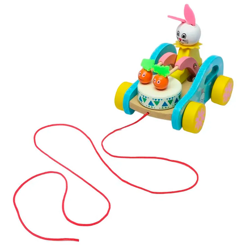 Игрушка-каталка Зайка-барабанщик на верёвке 1020₽