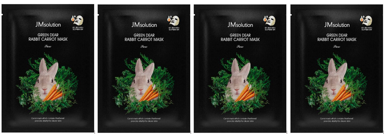 Успокаивающая тканевая маска JMsolution с экстрактом моркови, Green Dear Rabbit Carrot Mask, 30 мл, 4 шт