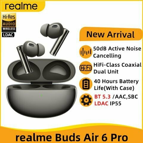 Беспроводные наушники Realme Buds Air 6 Pro - Черный , CN Version - Оригинал, Новые