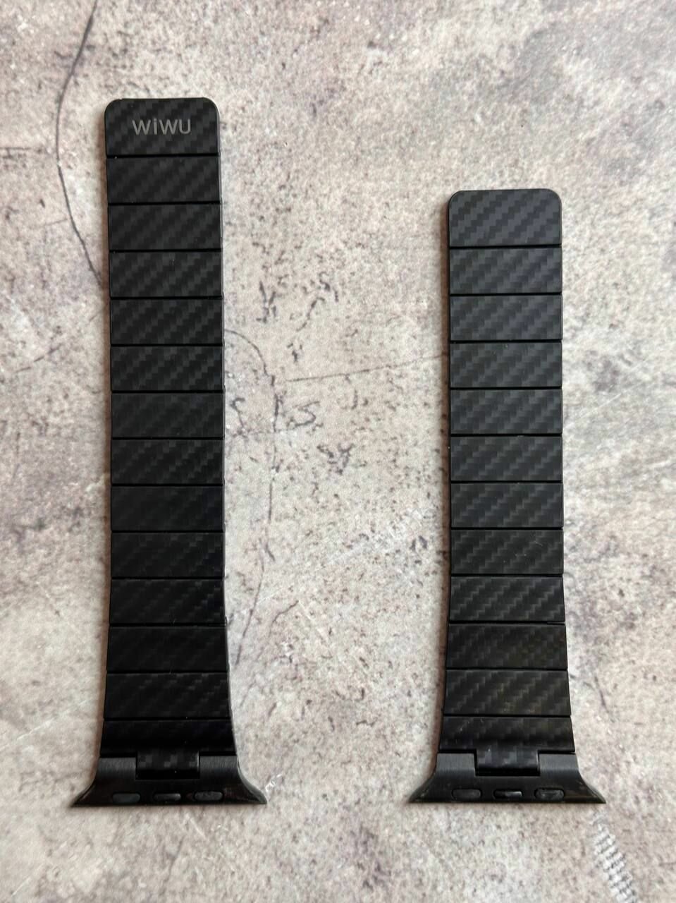 Ремешок на магнитах металлический Wiwu Carbon Fiber Pattern для часов Apple Watch 42/44/45/49 Black — фото 1