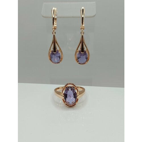 Комплект бижутерии, александрит синтетический, золотой