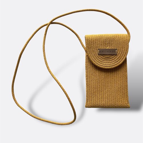 фото Сумка кросс-боди knit knot, фактура рельефная, горчичный