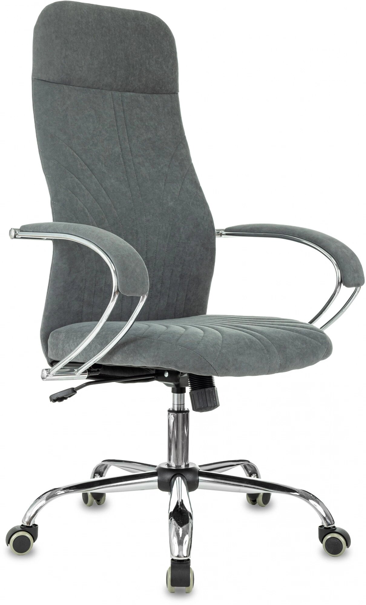 фото Кресло руководителя Бюрократ CH-610SL темно-серый Alfa 44 крестов. металл хром