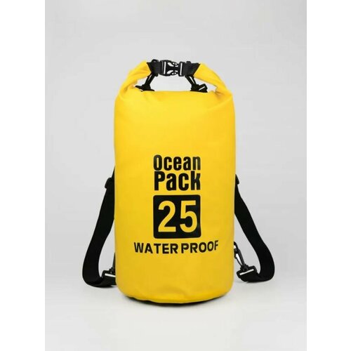Водонепроницаемый прорезиненный гермомешок для отдыха на природе желтый 25 Л