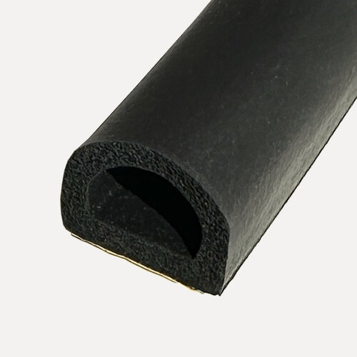 Изображение товара Уплотнитель самоклеящийся универсальный D-профиль 21x17мм, чёрный 12 метров, дверной, для капота