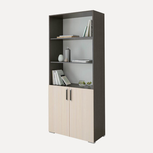 Изображение товара Стеллаж напольный к столу компьютерному 75,0х185,0х42,0 см, венге/дуб молочный