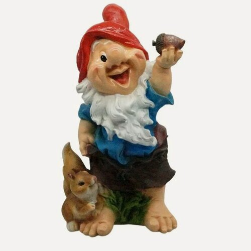 Изображение товара Фигура садовая Гном с белочкой, 30*25*47 см KSMR-123391/F204
