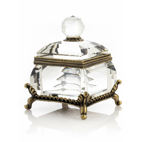 Хрустальная шкатулка в стиле Фаберже для ювелирных украшений, бижутерии, мелочей декоративная. Статуэтка для интерьера. Design by Keren Kopal, Israel