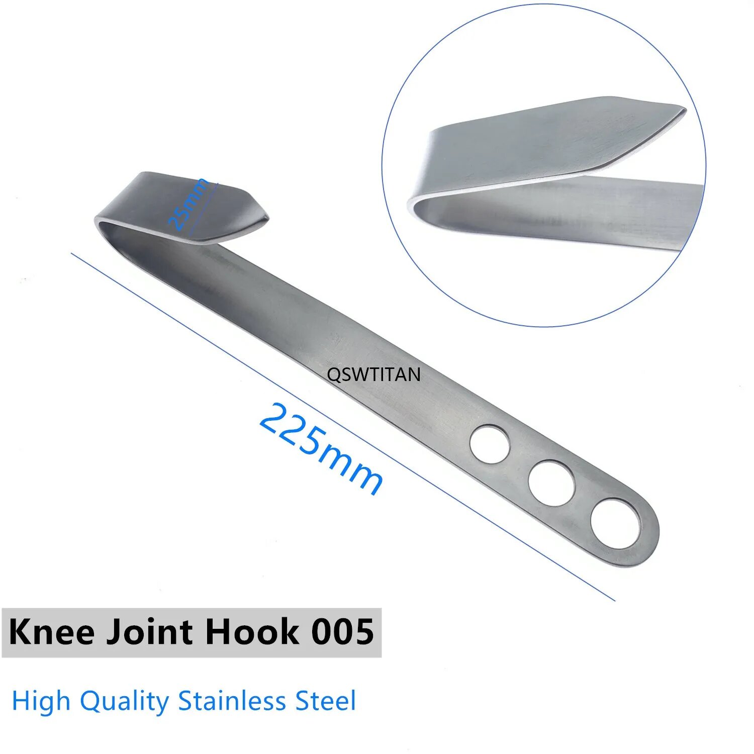 Крюк коленного сустава из нержавеющей стали, 225 мм, 1pcs H