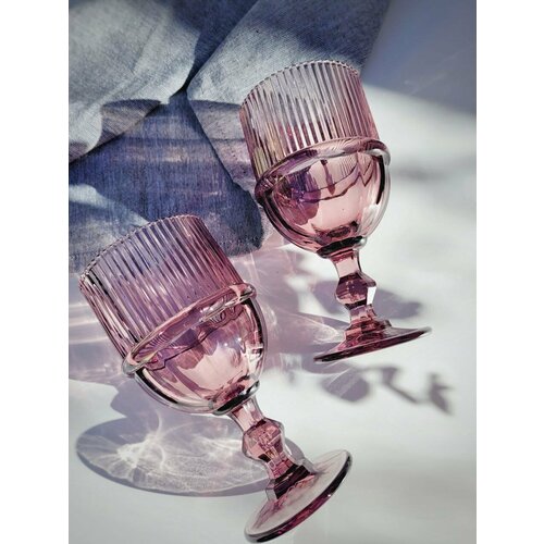 Набор бокалов для вина, цветных сиреневых 360 мл 2 шт. Коробка подходит для подарка.