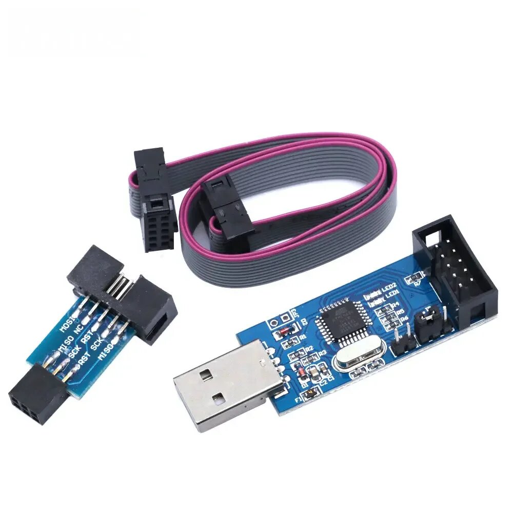 Модуль программатора USBASP USBISP AVR «сделай сам» — ATmega8/128, поддержка ATTiny, CAN/PWM ISP с 10-контактным адаптером и 64-битным драйвером Win7, USBASP — фото 1