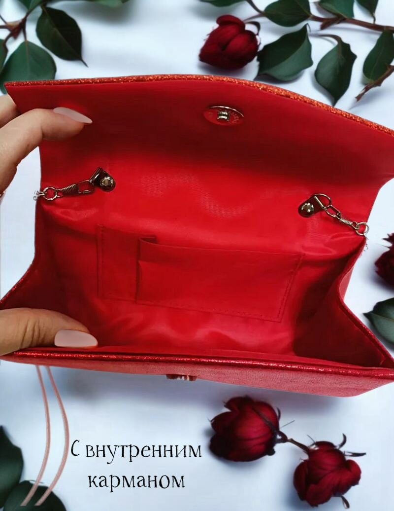 Сумка клатч World of Accessories, фактура зернистая, красный — фото 1