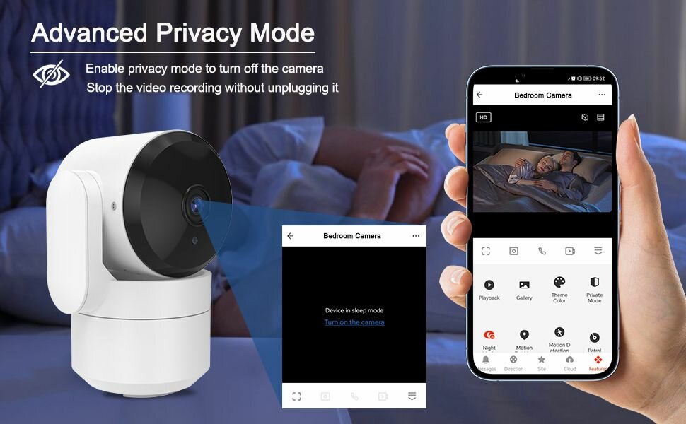 Камера для помещений с разрешением 1080P Wifi, радионяня для домашних животных с функцией инфракрасного ночного видения и распознавания изображений Ai, поддерживает системы Google и IOS — фото 1