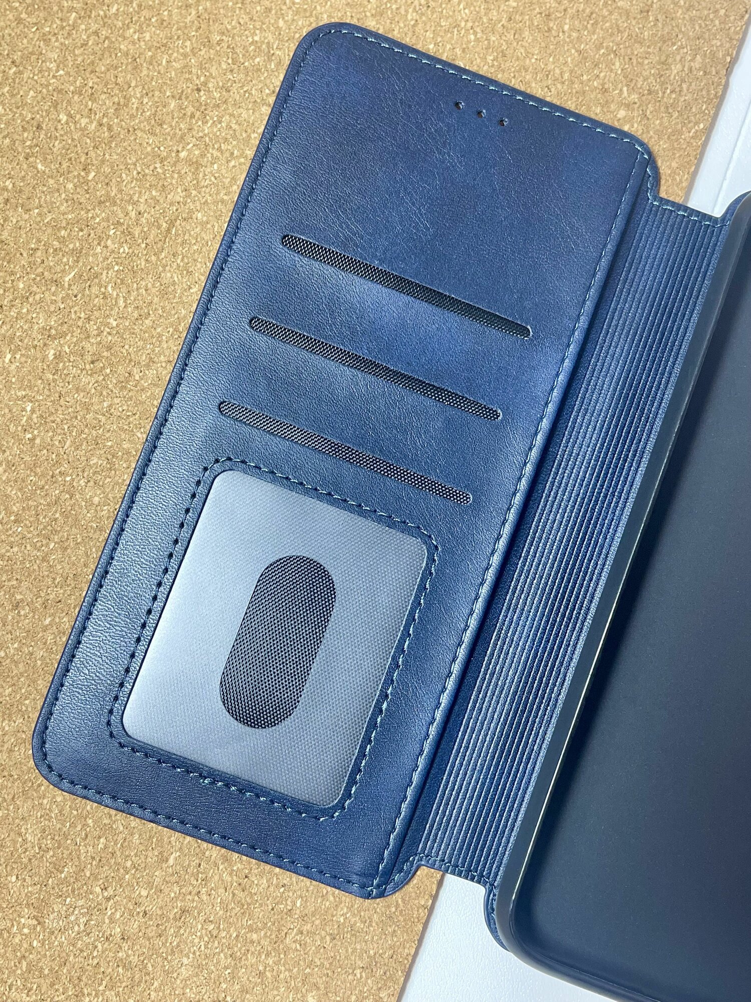 Чехол книжка для Xiaomi Redmi 9T кожаный с магнитной застежкой / Редми 9Т с хлястиком, с функцией подставки, синий — фото 1