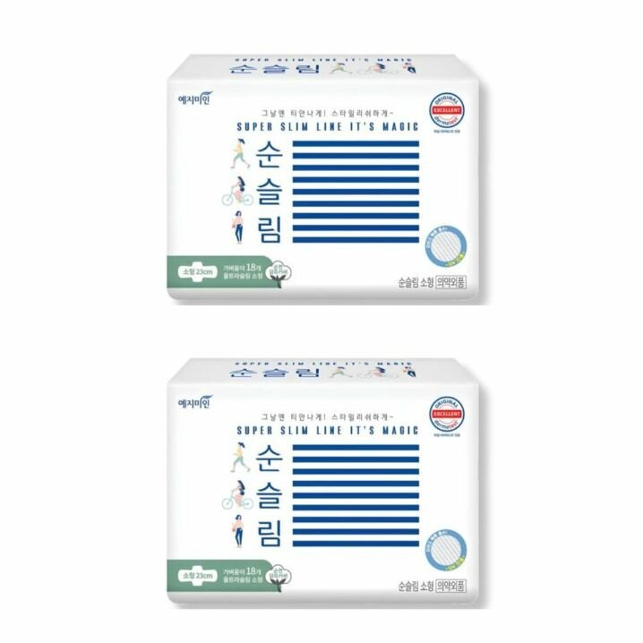 Welcron Healthcare Гигиенические прокладки, Yejimiin Super Slim Line, 23 см, 18 шт в упаковке, 2 упаковки