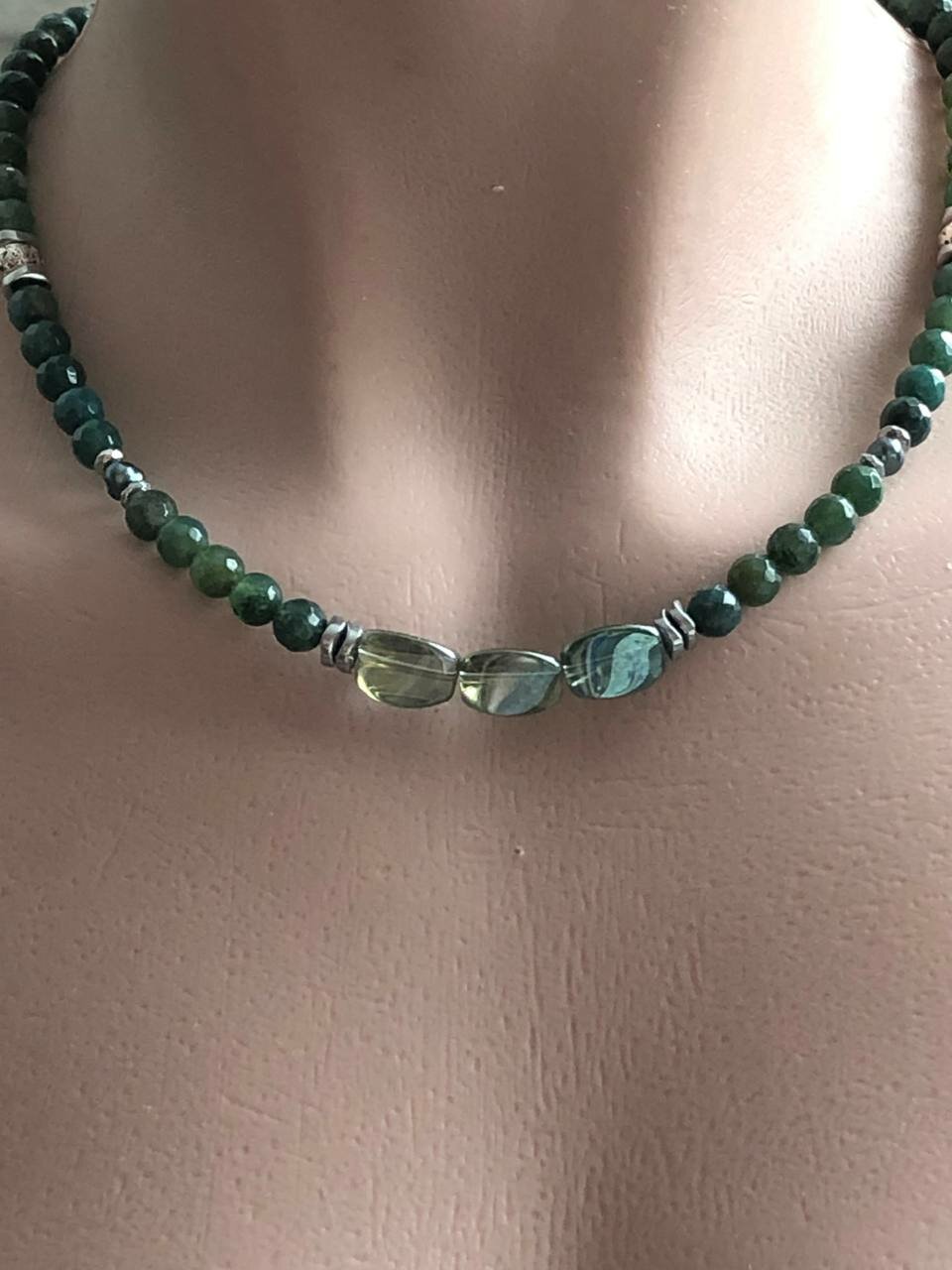 Комплект бижутерии агат размер колье/цепочки 42 см