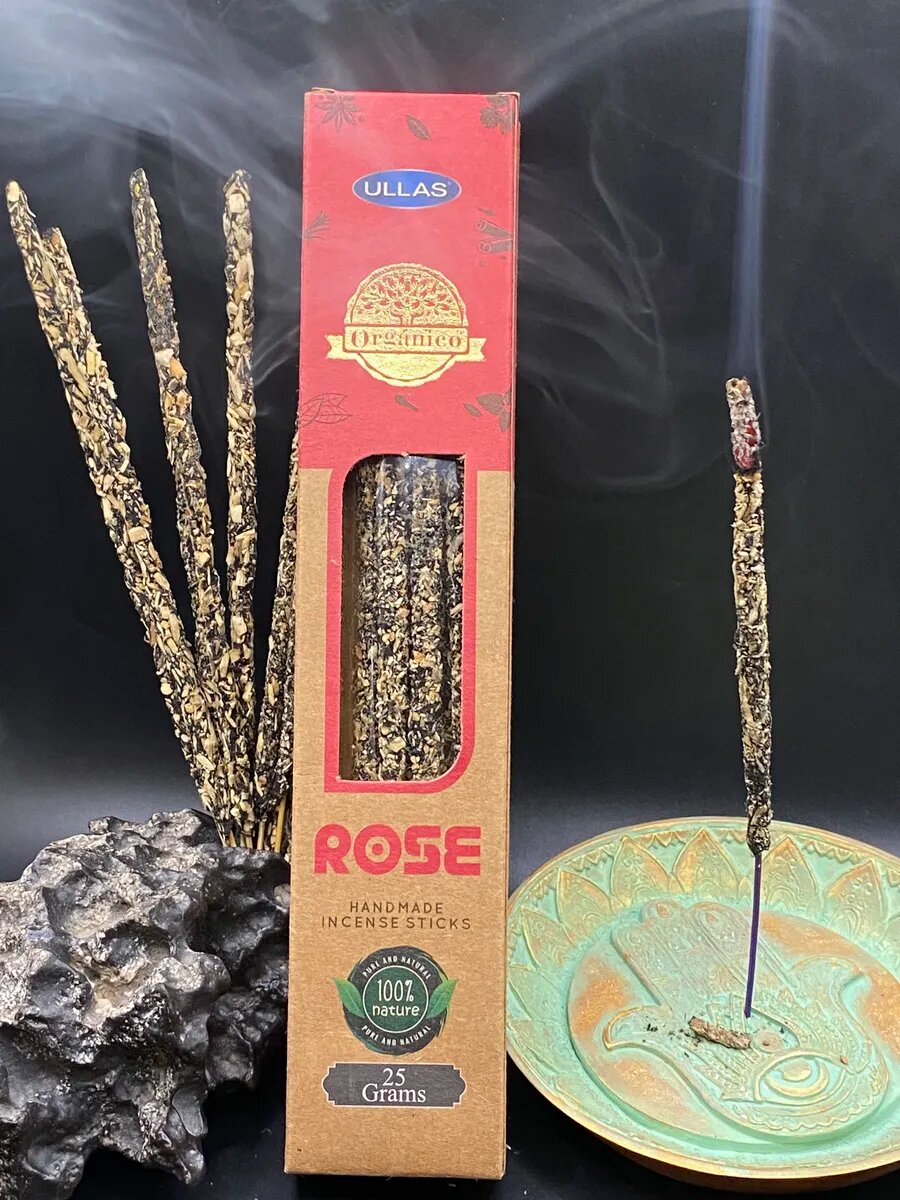 Благовония органические Rose, аромат Роза, премиум, 25гр. Индия. — фото 1