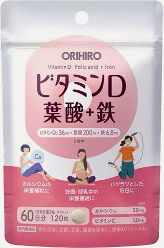 Изображение товара БАД "Витаминный комплекс для женщин с витамином D, фолиевой кислотой и железом", 120 таблеток, ORIHIRO Япония
