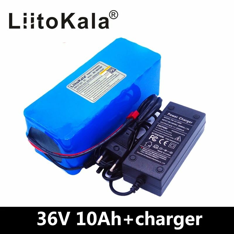 LiitoKala Новый 36v 10ah литиевая батарея 18650 литий-ионный 42V 10000mAh 10s4p большой емкости bms электрический велосипед зарядное устройство 2ah