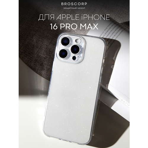 фото Блестящий чехол broscorp на apple iphone 16 pro max (айфон 16 про макс), белый